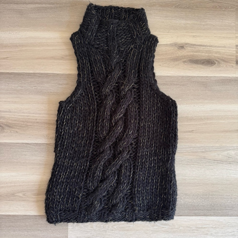 Arden B. Sweater Chunky Knit Black Sleeveless Cardigan Size Women’s Large